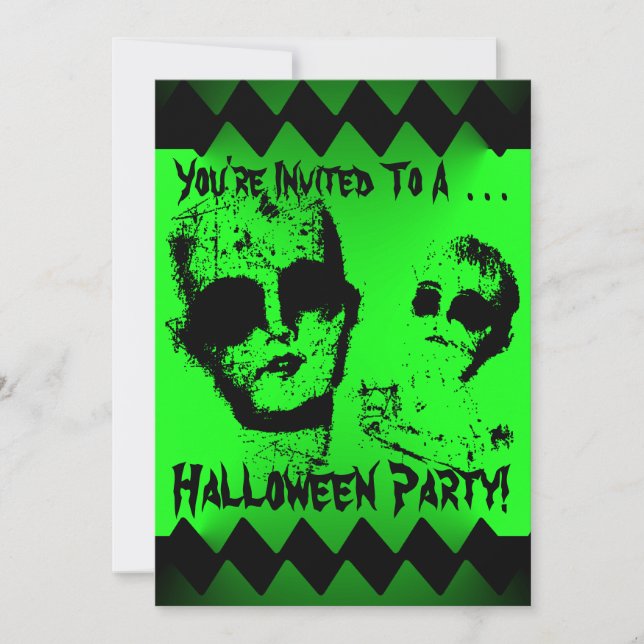 Invitación del fiesta de Halloween del zombi (Anverso)