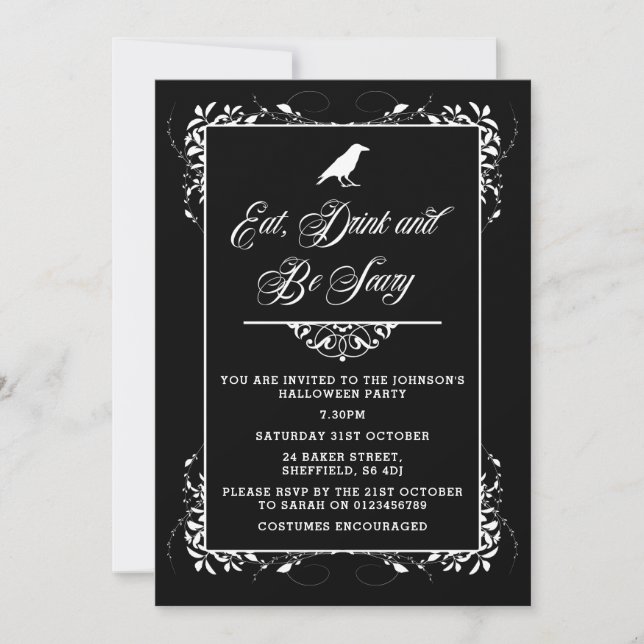 Invitación del fiesta de Halloween - el adulto (Anverso)