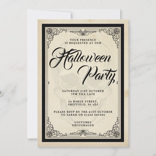 Invitación del fiesta de Halloween - tema gótico (Anverso)