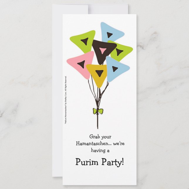 Invitación del fiesta de Hamantaschen Purim del (Anverso)