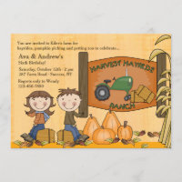 Invitación del fiesta de Hayride de la cosecha