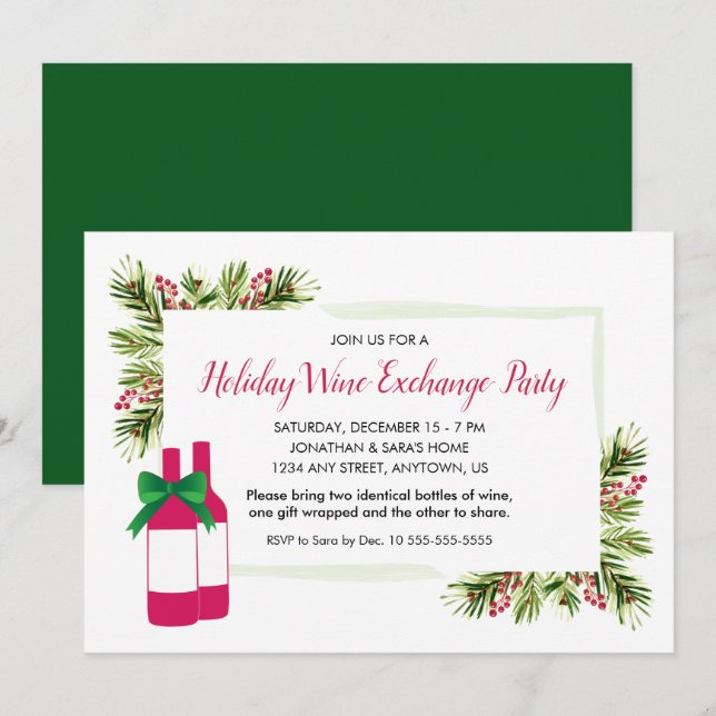 Invitación del Fiesta de intercambio de vinos de v (Anverso / Reverso)