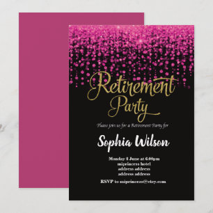 Invitación del Fiesta de Jubilación purpurina