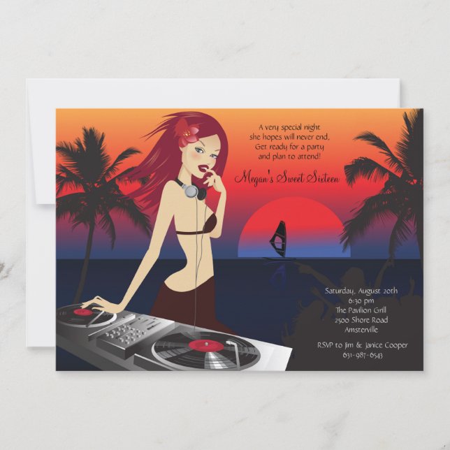 Invitación del fiesta de la belleza de DJ