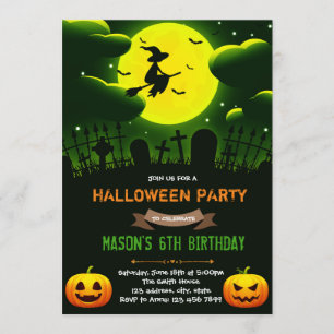 Invitación del fiesta de la bruja de Halloween