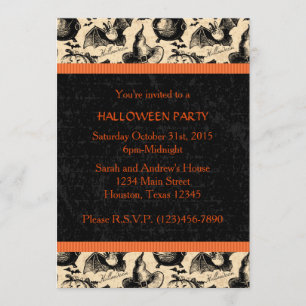 Invitación del fiesta de la bruja de Halloween del