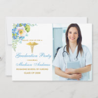 Invitación del Fiesta de la enfermera Blue Floral 