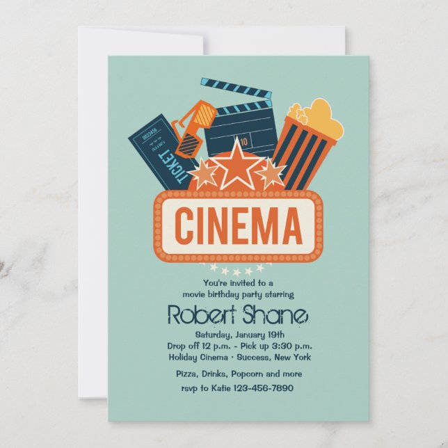 Invitación del fiesta de la estrella del cine (Anverso)