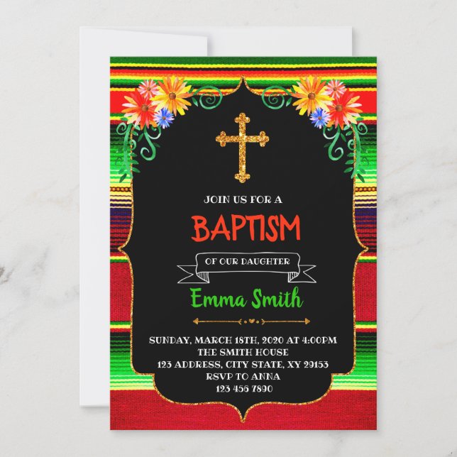 Invitación del fiesta de la fiesta del bautismo (Anverso)