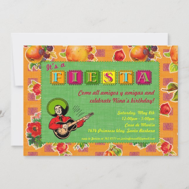 Invitación del fiesta de la fiesta - el Mariachi (Anverso)