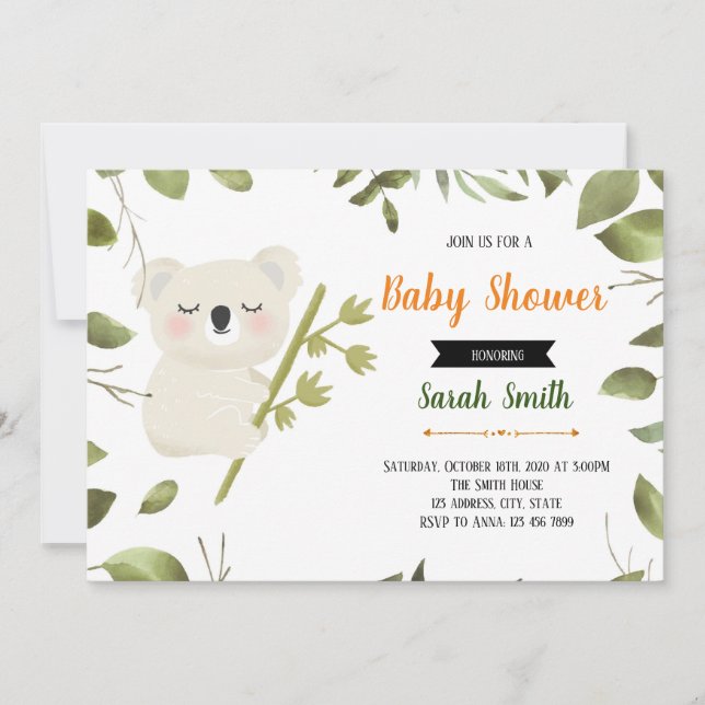 Invitación del fiesta de la koala (Anverso)