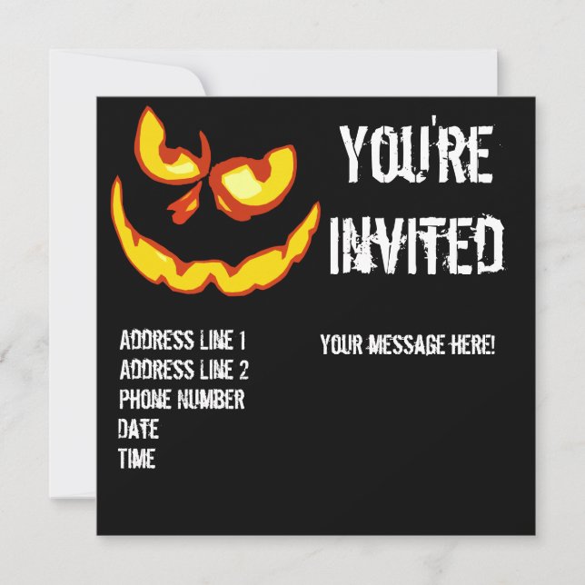 Invitación del fiesta de la linterna de Halloween (Anverso)