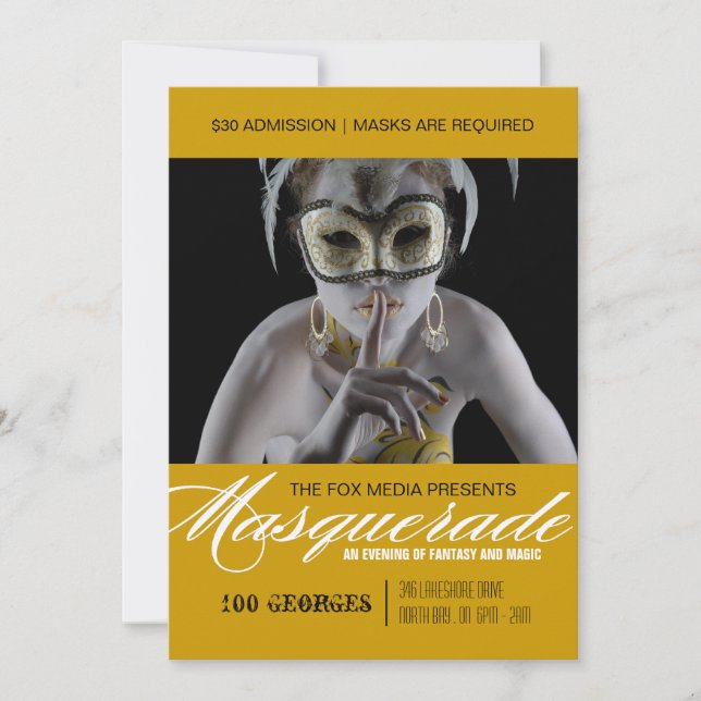 Invitación del fiesta de la mascarada (Anverso)