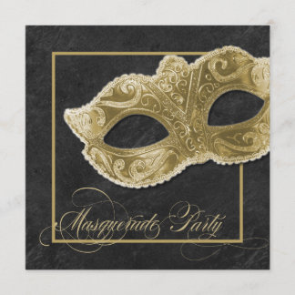Invitación del fiesta de la mascarada - negro y