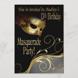 Invitación del fiesta de la mascarada para Audrey