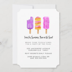 Invitación del Fiesta de la piscina de helados de 