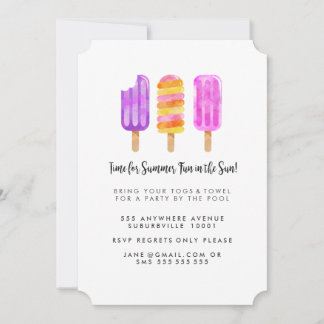 Invitación del Fiesta de la piscina de helados de