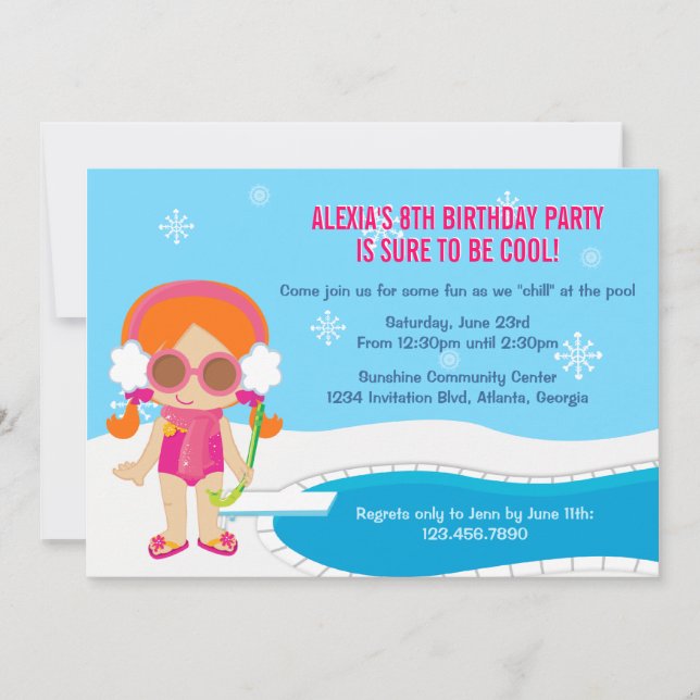 Invitación del Fiesta de la piscina de invierno (Anverso)