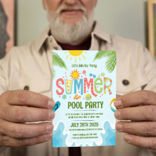 Invitación del fiesta de la piscina de verano, ver