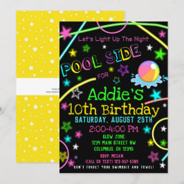 Invitación del Fiesta de la piscina oscura con neó
