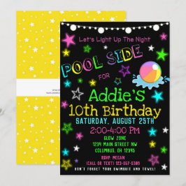 Invitación del Fiesta de la piscina oscura con neó