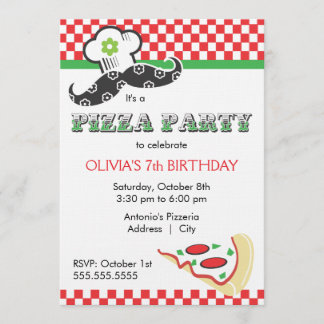 Invitación del fiesta de la pizza del chica