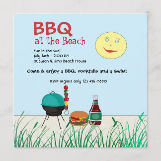 Invitación del fiesta de la playa de la barbacoa