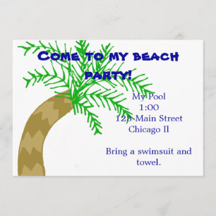Invitación del fiesta de la playa de la palmera