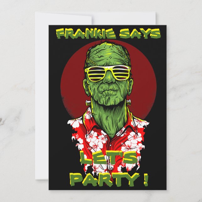 invitación del fiesta de la playa del frankenstein (Anverso)