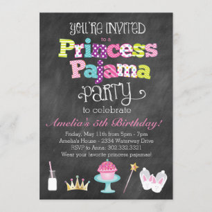 Invitación del fiesta de la princesa pijama de la