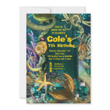 Invitación del Fiesta de la Sirenita de Octopus Un