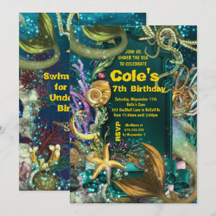 Invitación del Fiesta de la Sirenita de Octopus Un