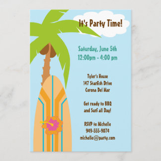 Invitación del fiesta de la tabla hawaiana