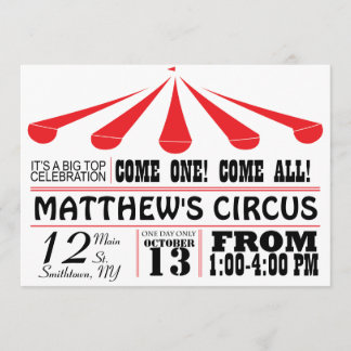 Invitación del fiesta de la tienda de circo