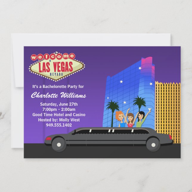 Invitación del fiesta de Las Vegas Bachelorette (Anverso)