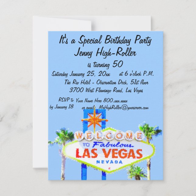 Invitación del fiesta de Las Vegas con el signo (Anverso)
