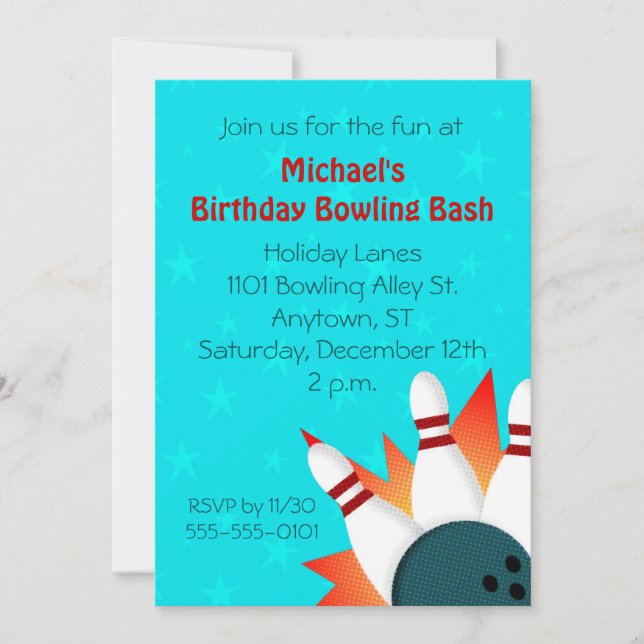 Invitación del fiesta de los bolos del ilustracion (Anverso)