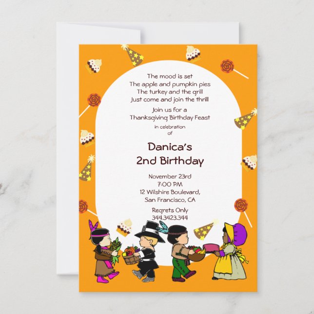 Invitación del fiesta de los niños de la acción de (Anverso)