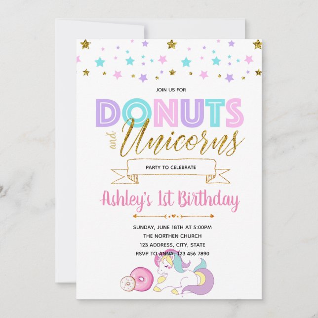Invitación del fiesta de los unicornios y de los (Anverso)