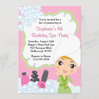 Invitación del fiesta de Mani Pedi del cumpleaños