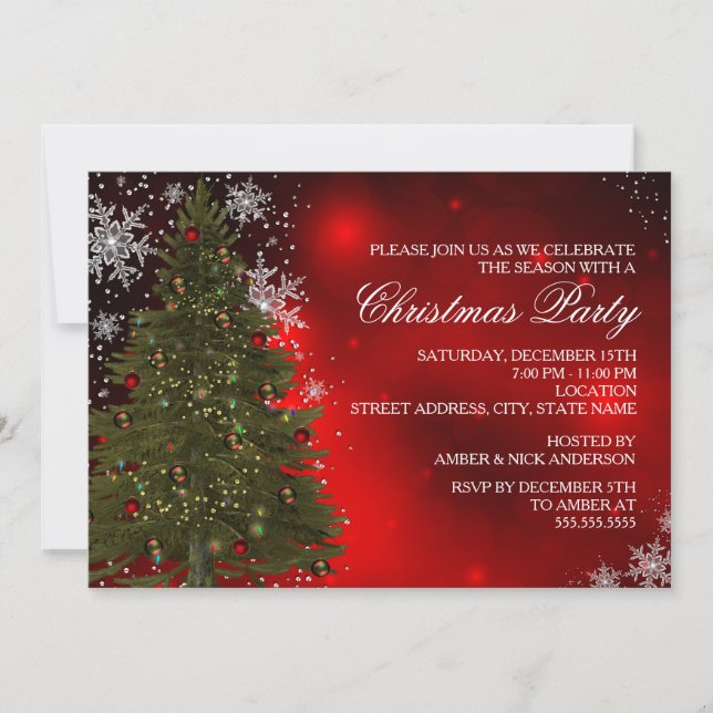 Invitación del Fiesta de Navidades de árbol de nav (Anverso)