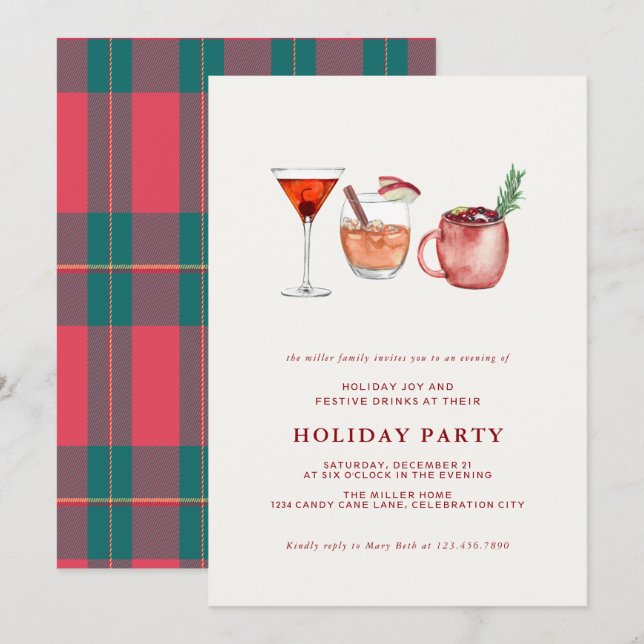 Invitación del Fiesta de Navidades de cócteles de  (Anverso / Reverso)