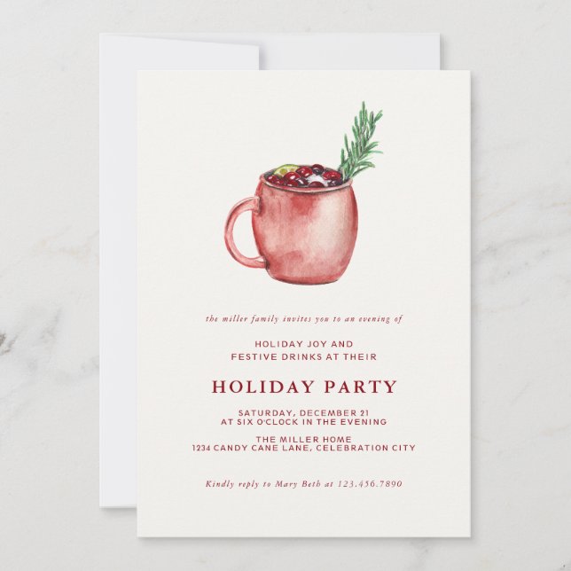 Invitación del Fiesta de Navidades de cócteles de  (Anverso)