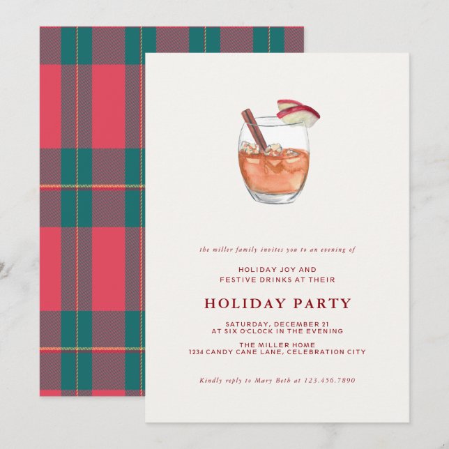 Invitación del Fiesta de Navidades de cócteles de  (Anverso / Reverso)