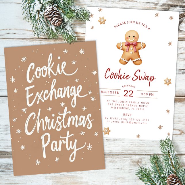 Invitación del Fiesta de Navidades de Watercolor C (Cookie Swap Xmas Party Invite)