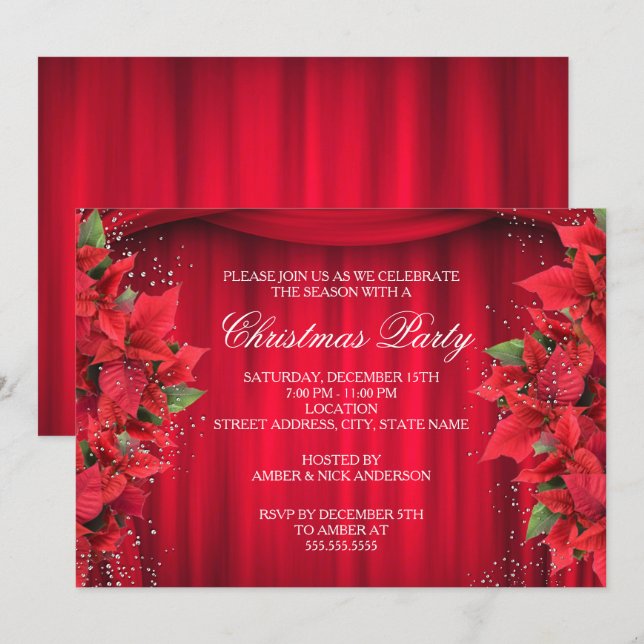 Invitación del Fiesta de Navidades florales Red Sp (Anverso / Reverso)