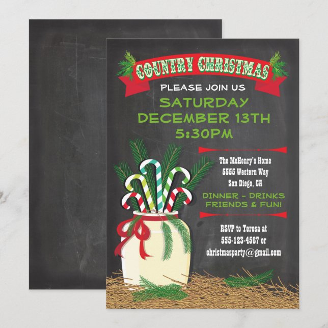 Invitación del Fiesta de Navidades occidentales de (Anverso / Reverso)