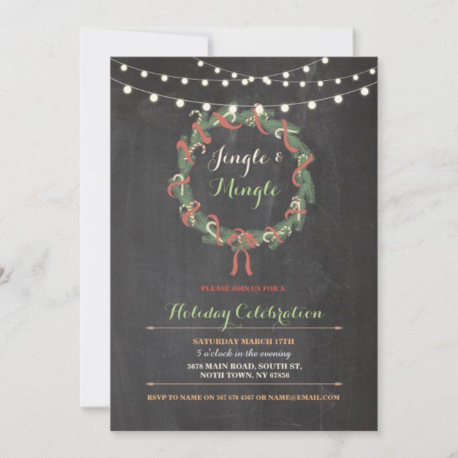 Invitación del Fiesta de navidades Wreath Merry Ji (Anverso)