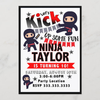 Invitación del fiesta de Ninja, cumpleaños de