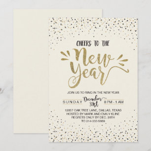 Invitación del fiesta de Noche Vieja del confeti